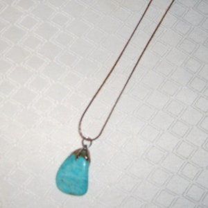 Necklace 1" Turquoise Stone 20" Chain Handmade NWT
